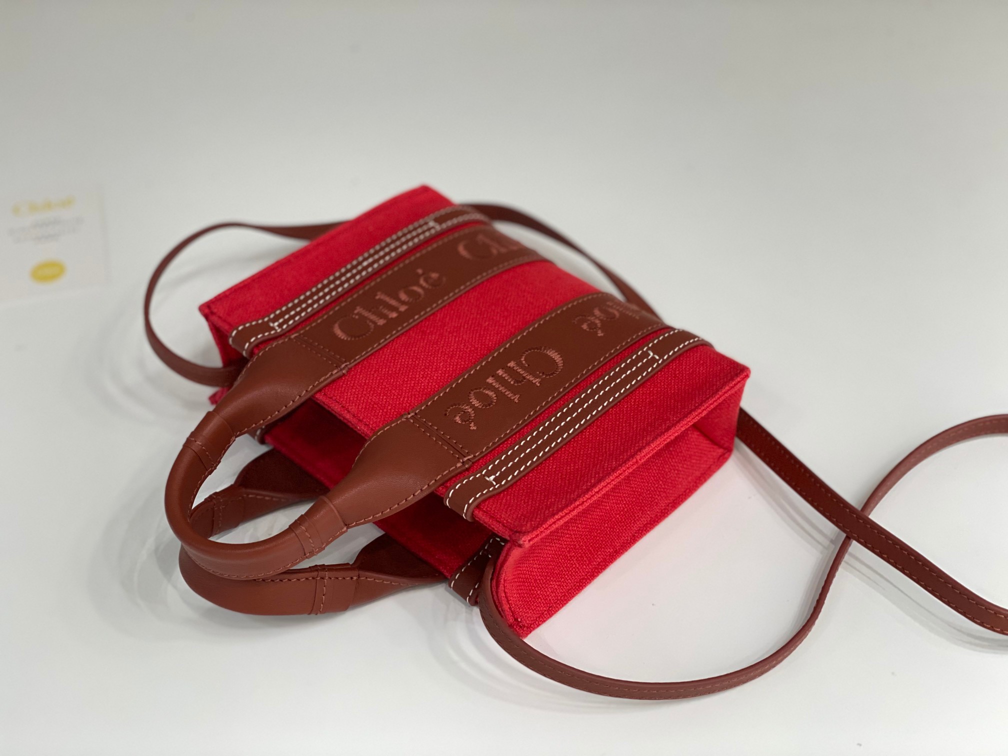 Chloe Mini Woody Tote Bag In Linen